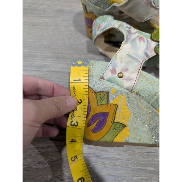 Laura Vita Jacsmino Fleur Wedge Sandals Multicolor Floral Boho Sparkle Sz 41 - Picture 9 of 16